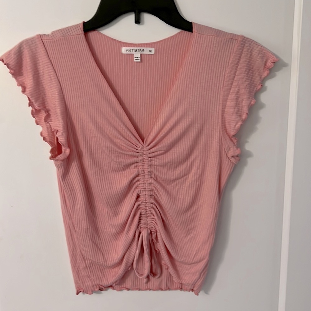 Pink Drawstring Crop Top Sz M